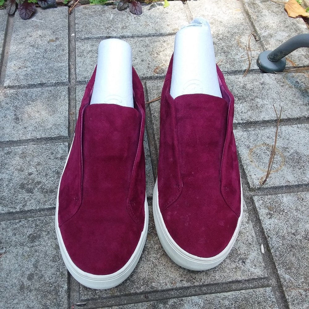 J/Slides NYC Women's Slip On Red Suede Leather Sneakers